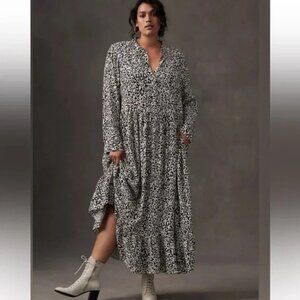 Mare Mare x Anthropologie Lynda Leopard Print Black & White Maxi Dress | Size S